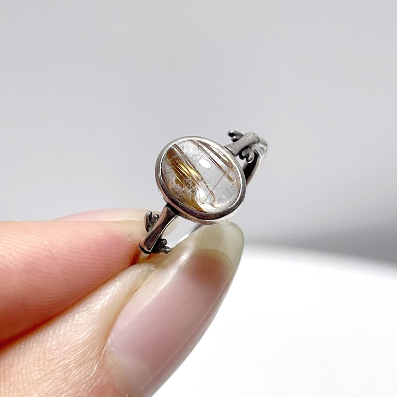 #B2 Silver Rings Wholesale Moonstone Golden Rutile Garnet Black Tourmaline Ring - Wholesale Crystals