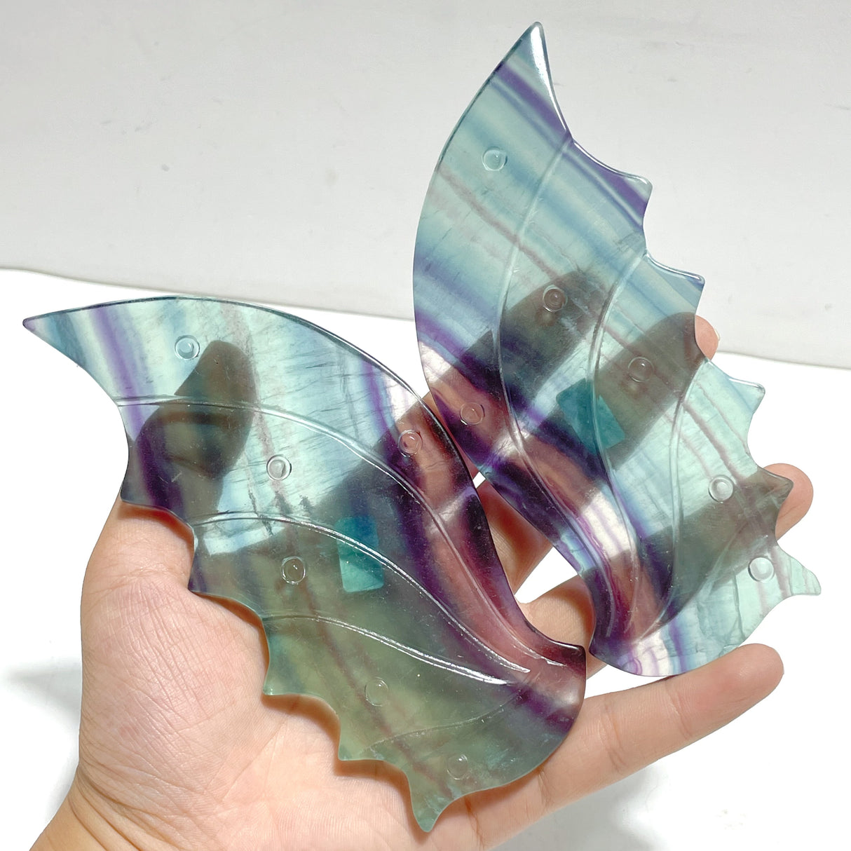 Beautiful Rainbow Fluorite Flying Dragon Wing With Stand