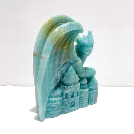 Unique Caribbean Calcite Flying Dragon Castle Carving