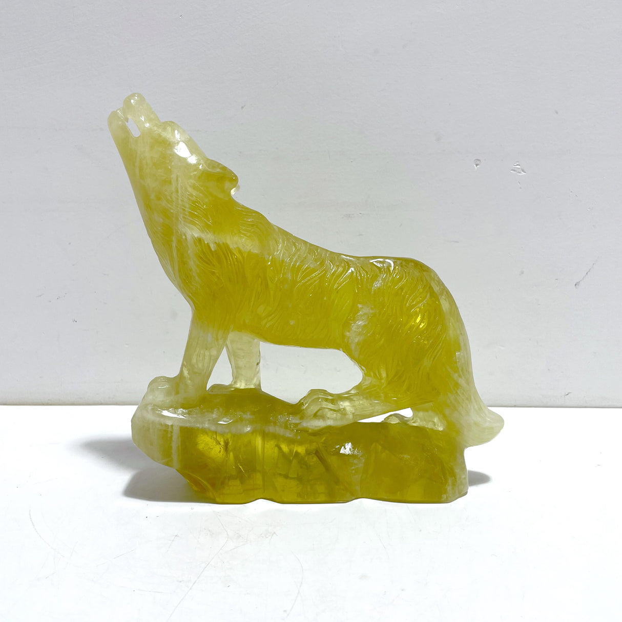 Unique Citrine Wolf Carving
