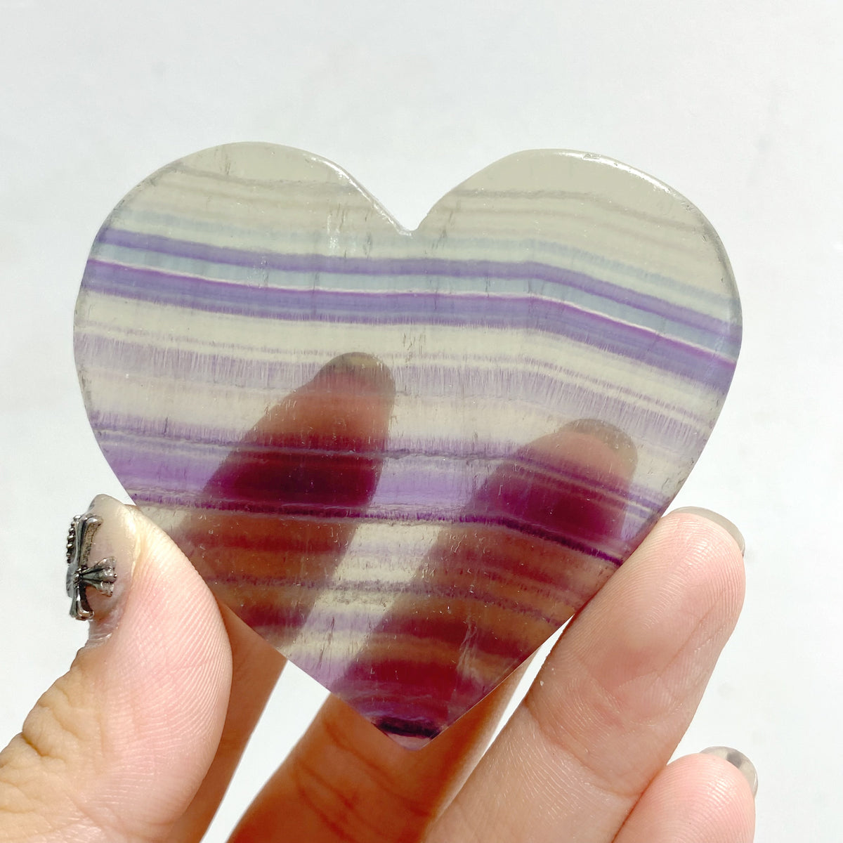 Unique Symmetrical Fluorite Heart Wing Carving With Stand