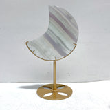 5 Pieces Large Fluorite Moon Carving With Stand