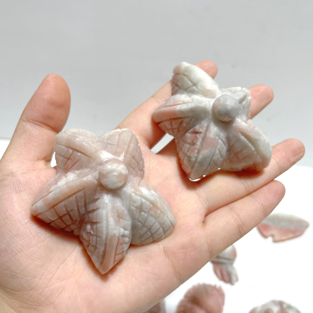 19 Pieces Pink Opal Sea Animals Carving