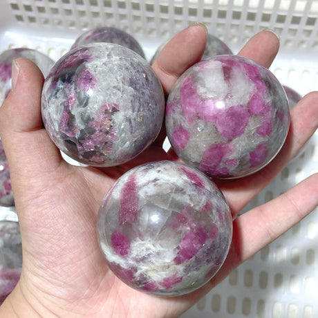 11 Pieces Pink Tourmaline Spheres Balls