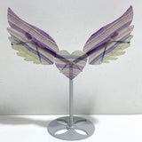 Unique Symmetrical Fluorite Heart Wing Carving With Stand
