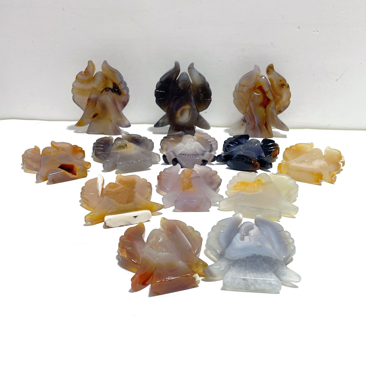 13 Pieces Geode Agate Druzy Angel Carving