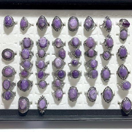 Beautiful 49 Pieces Charoite Different Styles Ring 1 - Wholesale Crystals