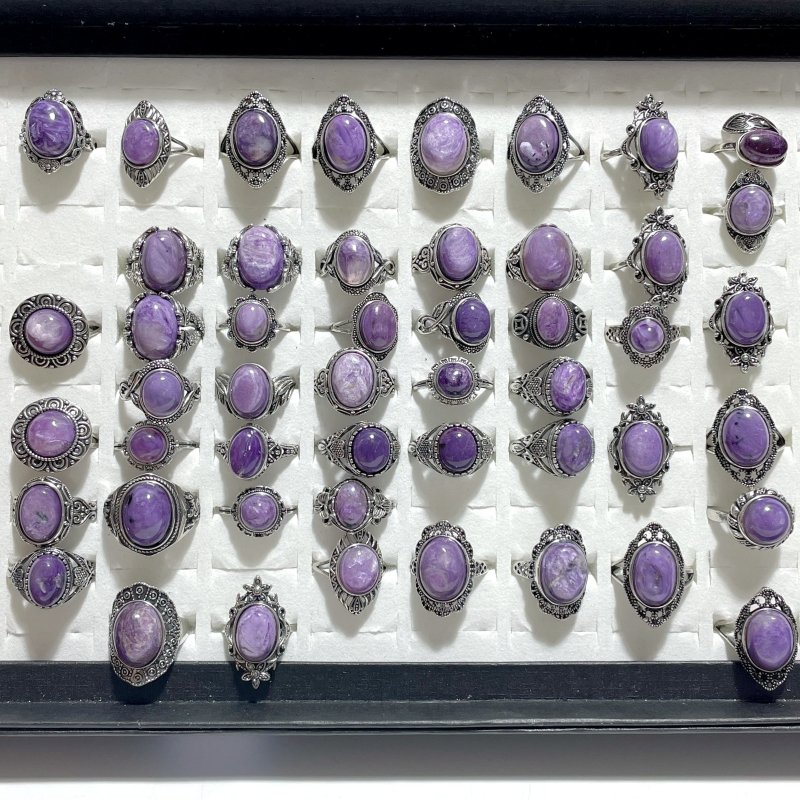 Beautiful 49 Pieces Charoite Different Styles Ring 1 - Wholesale Crystals