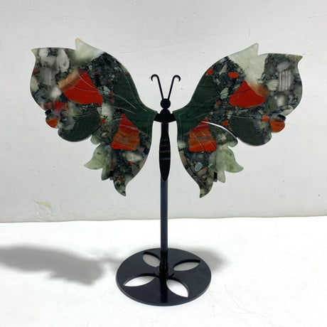Beautiful Africa Blood Stone Butterfly Wing Carving With Stand - Wholesale Crystals