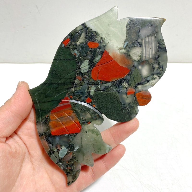 Beautiful Africa Blood Stone Butterfly Wing Carving With Stand - Wholesale Crystals