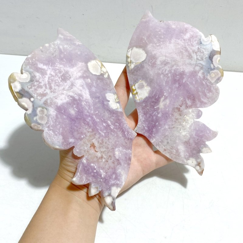Beautiful Amethyst Mixed Geode Sakura Flower Agate Butterfly Wing With Stand - Wholesale Crystals