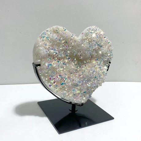 Beautiful Aura Quartz Cluster Heart With Stand 12 - Wholesale Crystals