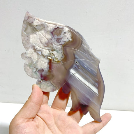 Beautiful Black Sakura Flower Agate Butterfly Wing Carving With Stand - Wholesale Crystals