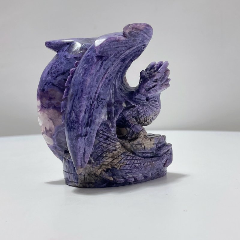 Beautiful Charoite Flying Dragon Carving #2 - Wholesale Crystals