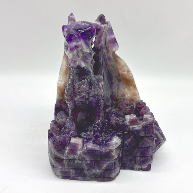 Beautiful Chevron Amethyst Dragon Castle Carving - Wholesale Crystals