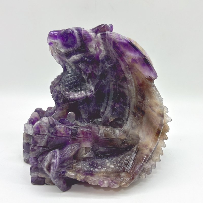 Beautiful Chevron Amethyst Dragon Castle Carving - Wholesale Crystals