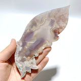 Beautiful Flower Agate Butterfly Wing Carving With Stand - Wholesale Crystals