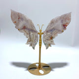 Beautiful Flower Agate Butterfly Wing Carving With Stand - Wholesale Crystals
