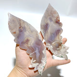 Beautiful Flower Agate Butterfly Wing Carving With Stand - Wholesale Crystals