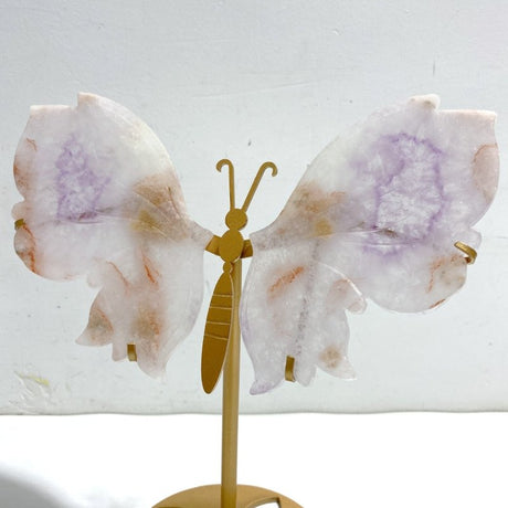 Beautiful Flower Agate Butterfly Wing Carving With Stand - Wholesale Crystals