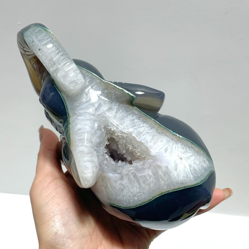 Beautiful Geode Agate Druzy Elephant Animal Carving - Wholesale Crystals