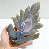 Beautiful Geode Agate Druzy Nine-tailed Fox Carving 21 -Wholesale Crystals