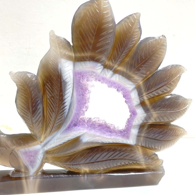 Beautiful Geode Druzy Agate Nine - tailed Fox Carving 4 - Wholesale Crystals