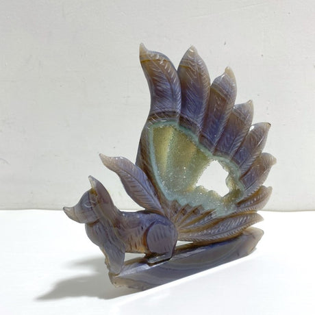 Beautiful Geode Druzy Agate Nine - tailed Fox Carving 7 - Wholesale Crystals