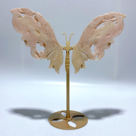 Beautiful Geode Druzy Sakura Flower Agate Butterfly Wing Carving With Stand - Wholesale Crystals