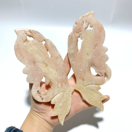 Beautiful Geode Druzy Sakura Flower Agate Butterfly Wing Carving With Stand - Wholesale Crystals
