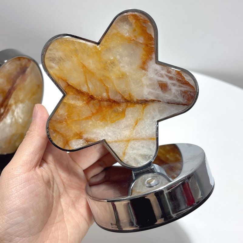 Beautiful Hematoid Quartz LED Table Lamp Moon Heart & Heart Shape Fire Quartz - Wholesale Crystals