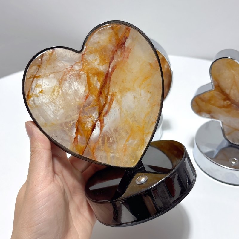 Beautiful Hematoid Quartz LED Table Lamp Moon Heart & Heart Shape Fire Quartz - Wholesale Crystals