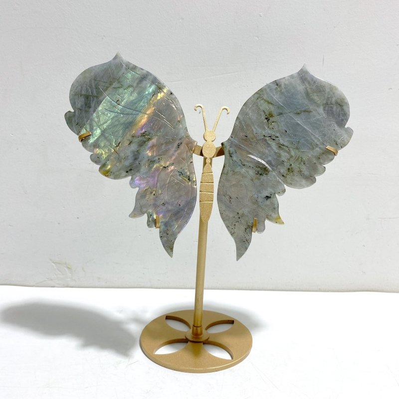 Beautiful Labradorite Butterfly Wing Carving With Stand - Wholesale Crystals