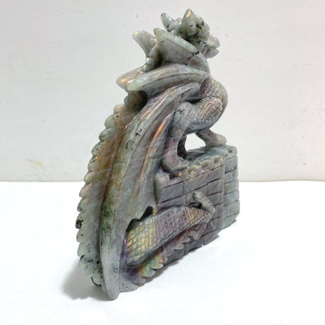 Beautiful Labradorite Flying Dragon Castle Carving - Wholesale Crystals