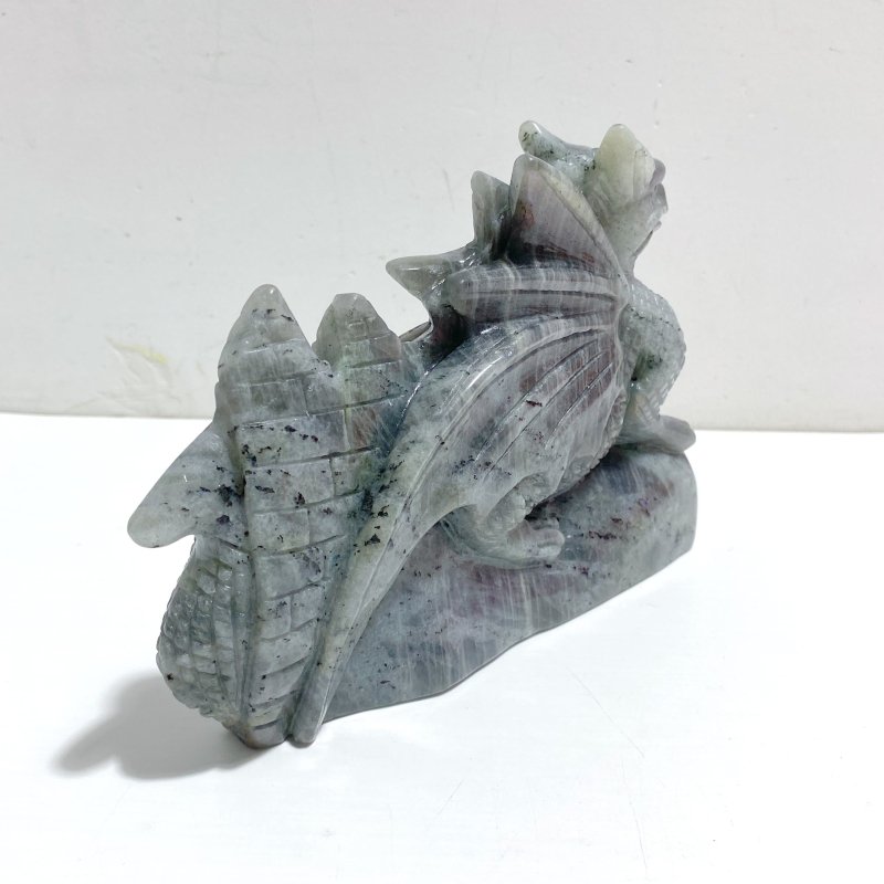 Beautiful Labradorite Flying Dragon Castle Carving -Wholesale Crystals