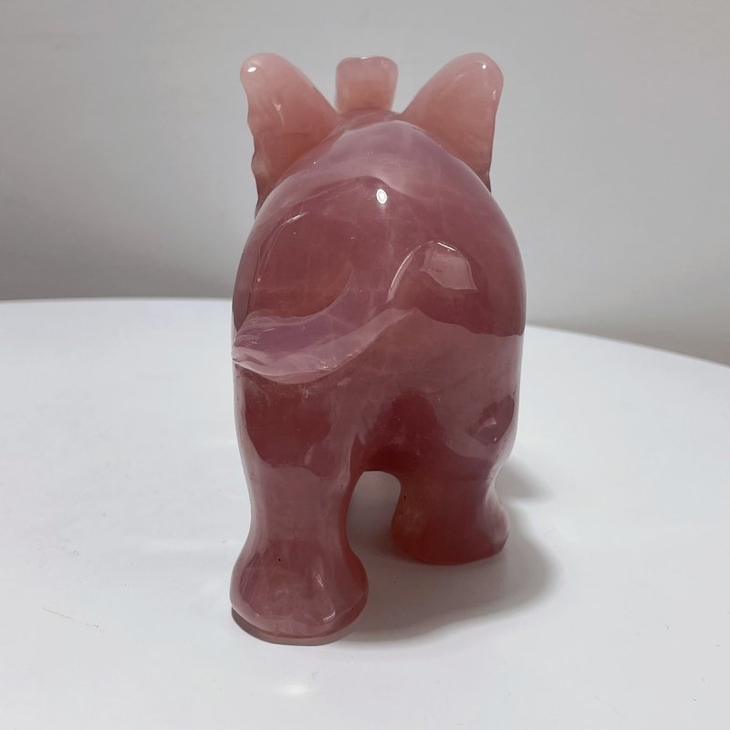 Beautiful Large Deep Pink Madagascar Rose Quartz Elephant Carving - Wholesale Crystals