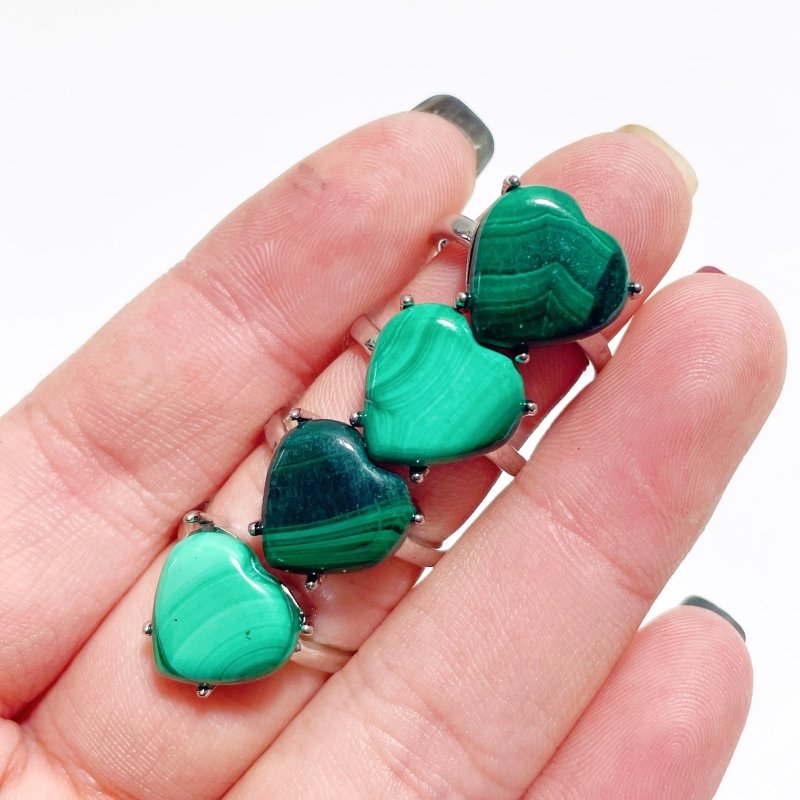 Beautiful Malachite Heart Ring Crystal Wholesale - Wholesale Crystals