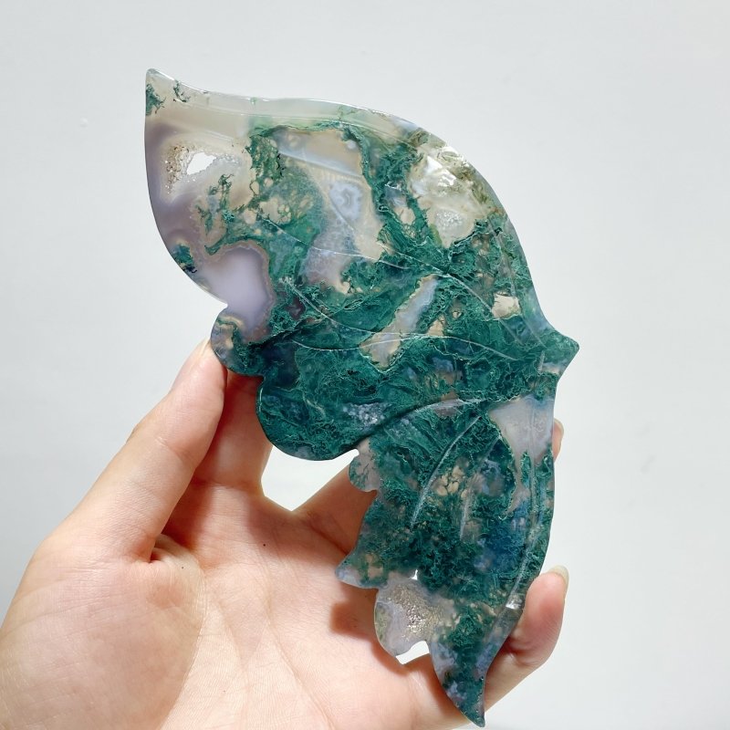 Beautiful Moss Agate Butterfly Wing With Stand - Wholesale Crystals