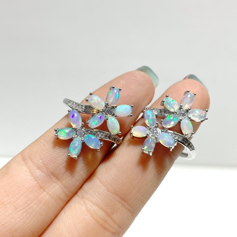 Beautiful Natural Opal Rings Flower Shape Wholesale - Wholesale Crystals