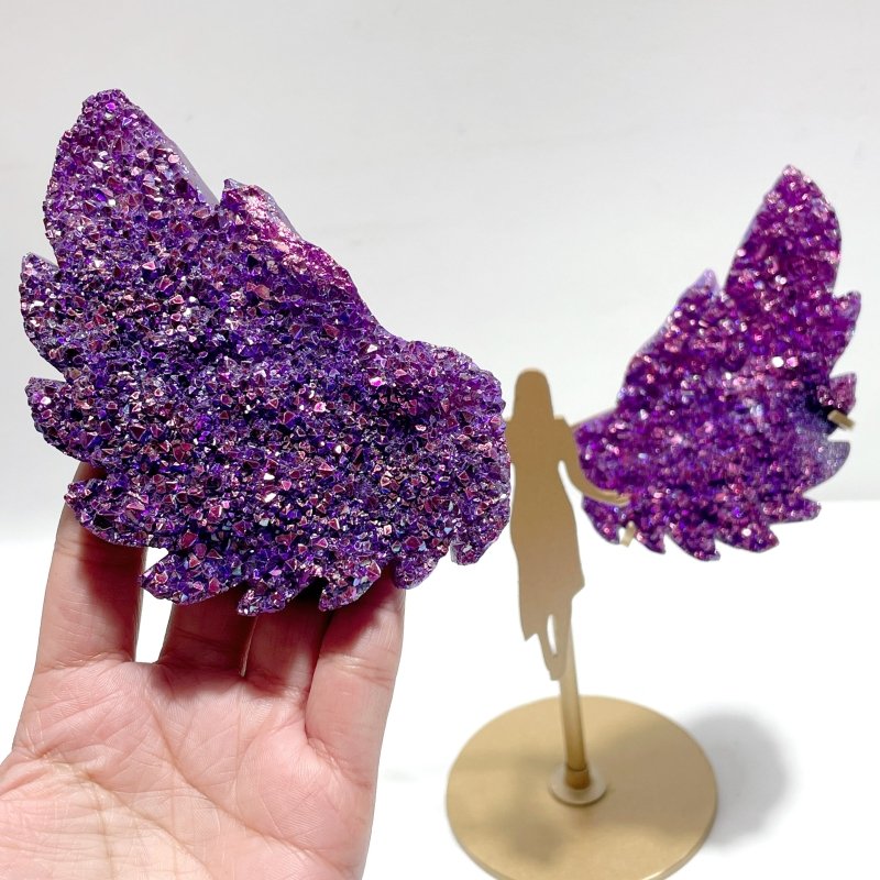 Beautiful Purple Aura Quartz Cluster Angel Wing With Stand - Wholesale Crystals