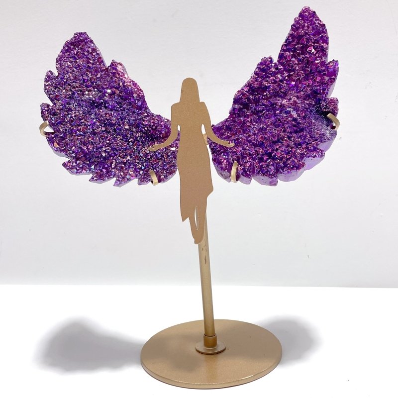 Beautiful Purple Aura Quartz Cluster Angel Wing With Stand - Wholesale Crystals