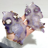 Beautiful Purple Sakura Flower Agate Butterfly Wing Carving With Stand - Wholesale Crystals
