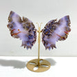 Beautiful Purple Sakura Flower Agate Butterfly Wing Carving With Stand - Wholesale Crystals