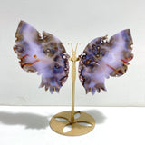 Beautiful Purple Sakura Flower Agate Butterfly Wing Carving With Stand - Wholesale Crystals