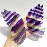 Beautiful Rainbow Fluorite Symmetry Owl Wing Carving With Stand -Wholesale Crystals