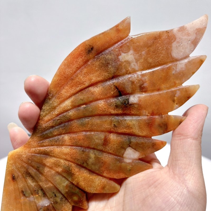 Beautiful Sakura Agate Angel Wing With Stand - Wholesale Crystals