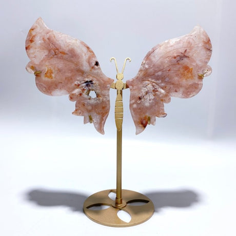 Beautiful Sakura Flower Agate Butterfly Wing Carving With Stand - Wholesale Crystals