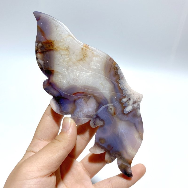 Beautiful Sakura Flower Agate Butterfly Wing Carving With Stand - Wholesale Crystals