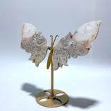 Beautiful Sakura Flower Agate Butterfly Wing Carving With Stand - Wholesale Crystals