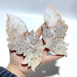 Beautiful Sakura Flower Agate Butterfly Wing Carving With Stand - Wholesale Crystals